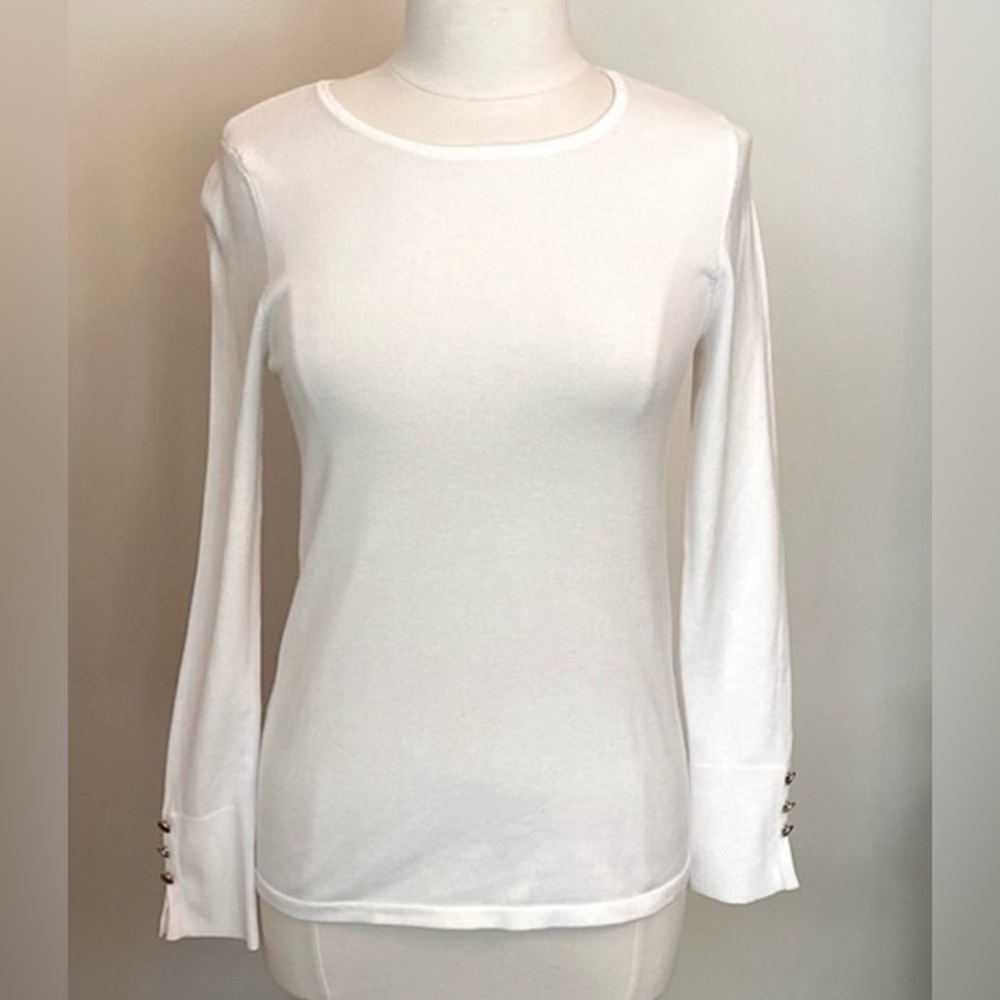 Chico’s White XXS Clean Girl Modern Classic Smart Casual Effortless Knit Top
